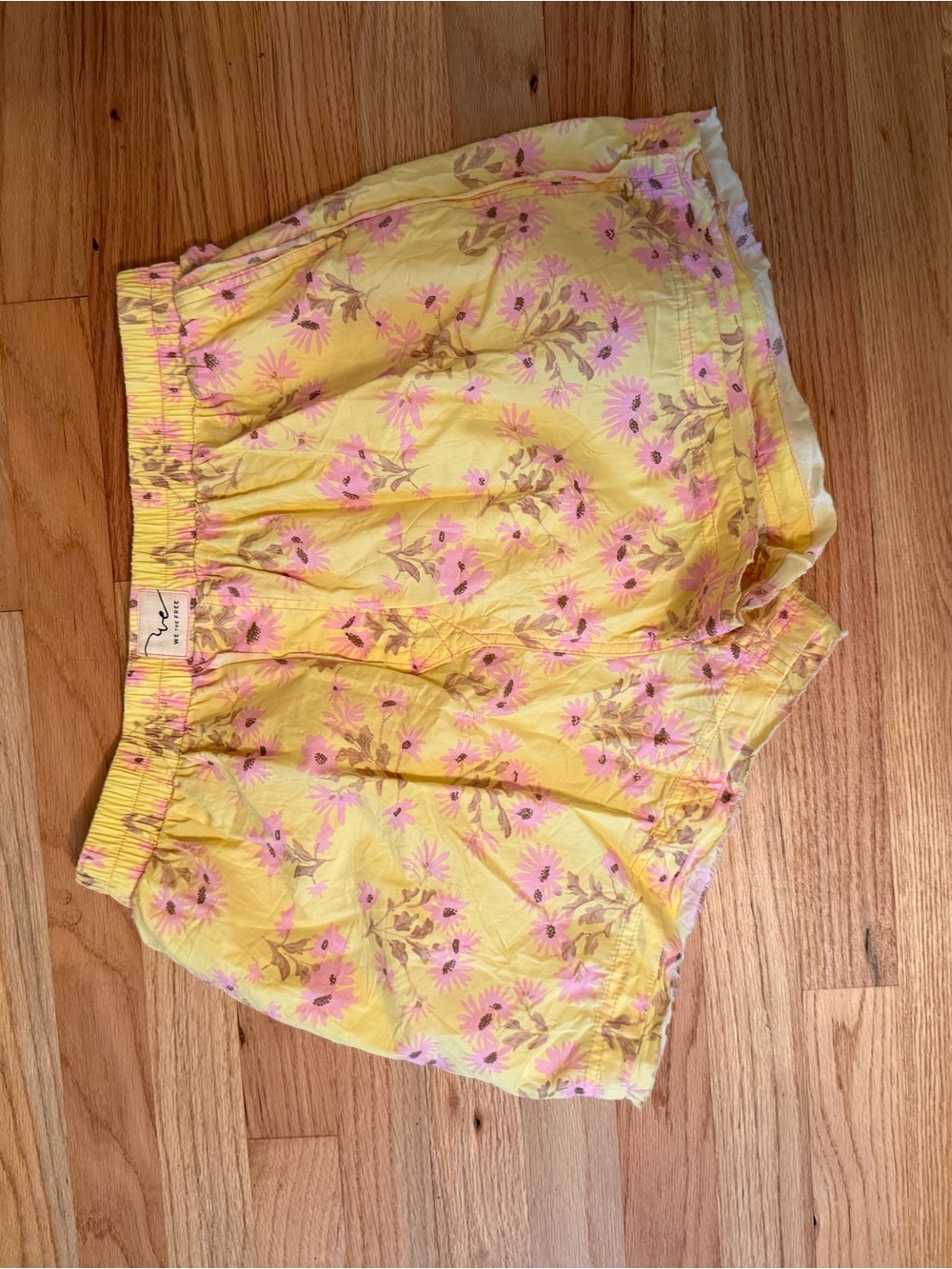 Free People Yellow Floral Athletic Shorts